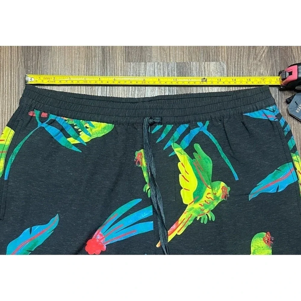 ROARK Mens Swim Boardshorts Shorey Macaw Black Hemp Blend Thomas Sz L